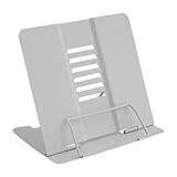 Geoyien Book Stand, Book Holder, Book Stands for Reading, Multifunctional Metal Reading Rack, Adjustable Angle, Correct Sitting Posture and Reduce Fatigue, for Office School Library Home (Grey)