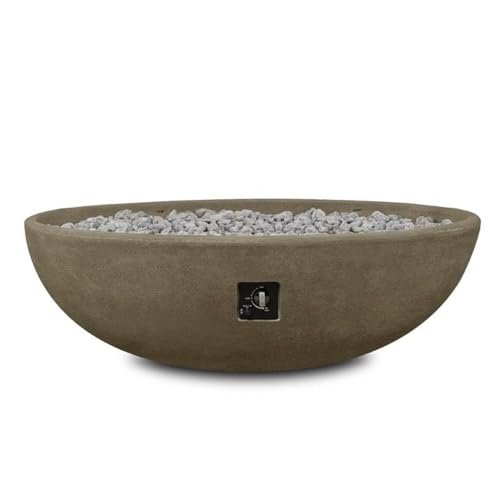 Image of Real Flame Riverside 48 inch Oval Propane Fire Pit Bowl, Push-Button Ignition, Includes 28 inch Stainless Steel Burner, Lightweight, 50,000 BTUs, Adjustable Flame Height - Glacier Grey