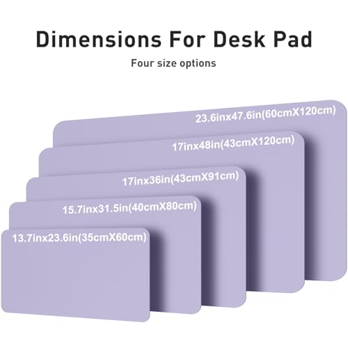Image of Aothia Faux Leather Desk Mat - Large Mouse Pad, Non-Slip PU Leather Blotter, Waterproof Writing Surface for Office and Home (Lavender, 47.2 inch x 23.6 inch)
