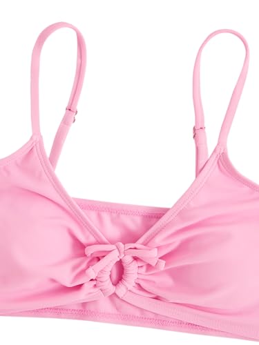 Image of COZYEASE Girls' 2 Piece Ditsy Floral Print Knot Front Ruched Triangle Bikini Swimsuit