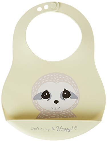 Image of Precious Moments 192438 Precious Earth Don't Hurry Be Happy Sloth Silicone Bib with Pocket