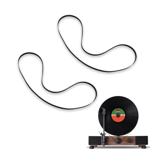 WKRTDY Set de 2 Correas de Goma de 200mm para Tocadiscos, Duraderas y compatibles con la mayoría de los Tocadiscos de Correa, Repuesto Esencial y Funcional para tu Equipo de música