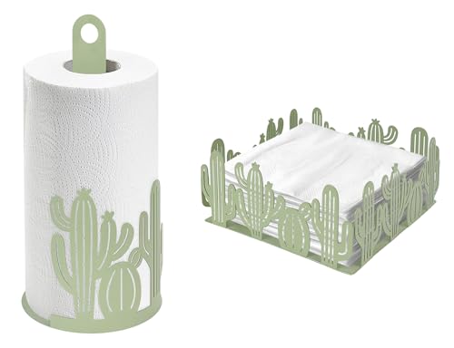 Set Accessori Cucina 2/4 Pezzi Portatovaglioli Vassoio Grande Da Portata Portafrutta Centrotavola Metallo Design Moderno Decorazioni Tavola - Cactus - 2 Pezzi