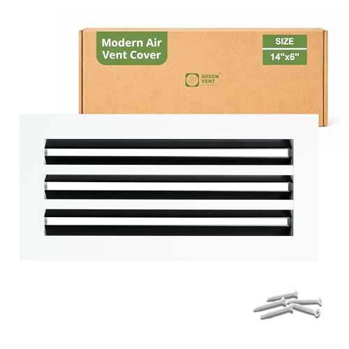 GREEN VENT Modern Air Vent Cover 14x6 (Duct Opening) Slim Design Aluminum Linear Slot Diffuser Adjustable Airflow Decorative HVAC Register for Wall & Ceiling