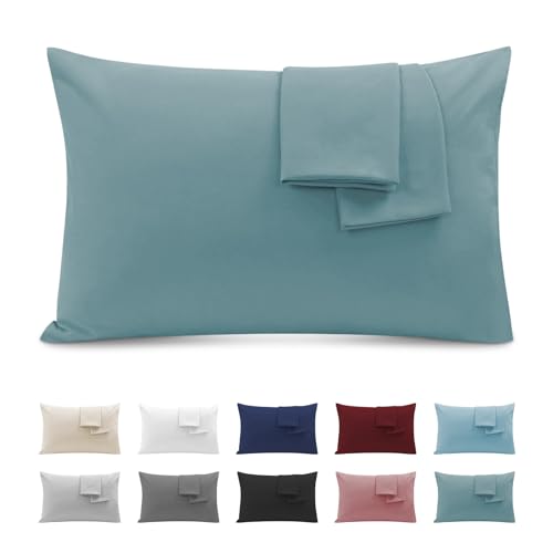 Funda de Almohada 50x90 (Juego de 2) - Funda Almohada con Cremallera Microfibra Súper Cómodo, Suave y Transpirable - Verde