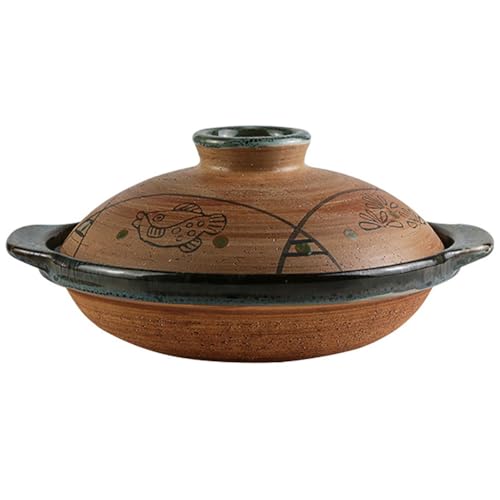 Cacerola de cerámica, olla de barro con tapa para hornear, sopa y caldo, ideal para uso doméstico y restaurante
