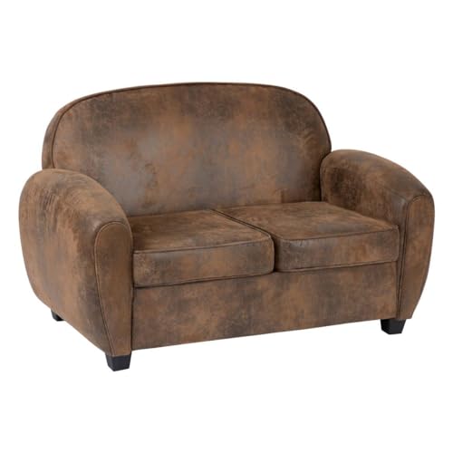 Atmosphera - Banquette Club Stanis 2 Personnes - Marron Effet Cuir Vieilli, L 133 cm - Canapé pour Salon, Bureau