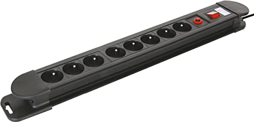 Perel EBP08N Bloc Multiprises 8 Prises avec Protection Contre Les Surcharges, Multicolore