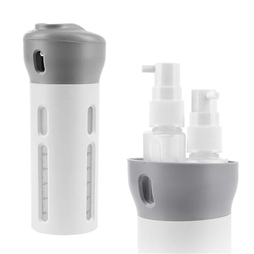 Image of Lazer 4 in 1 Travel Size Refillable Dispenser Bottle Set | PET Pump Leak-Proof Plastic Containers for Shampoo, Lotion, Cosmetic Liquids | Compact & Portable Travel Toiletries Storage Organizer