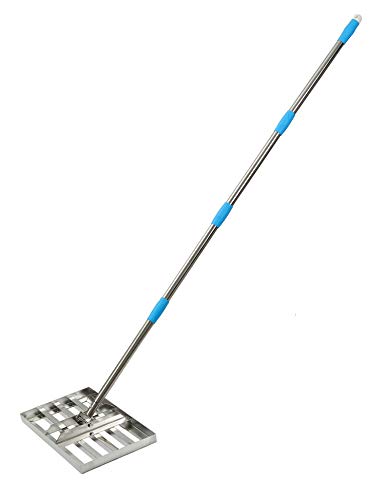 HeroShow Lawn Leveling Rake- 6FT Stainless Steel Pole- Level Soil with 17” x 10” Heavy Duty Soil Lawn Leveler Tool for House Garden Yard Golf