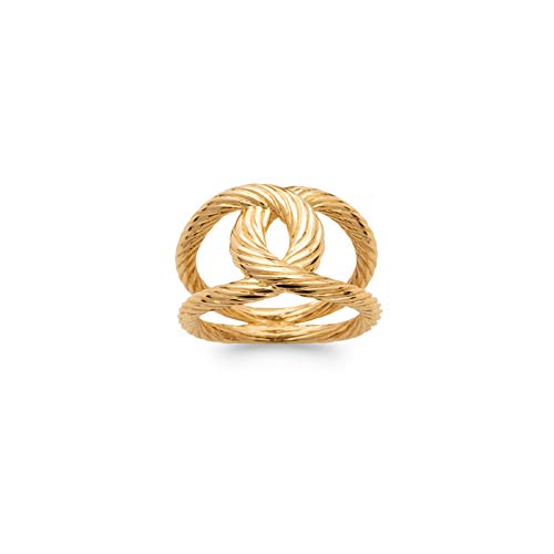 Bague en plaqué or 18 carats deux rangs motif tressé croisé