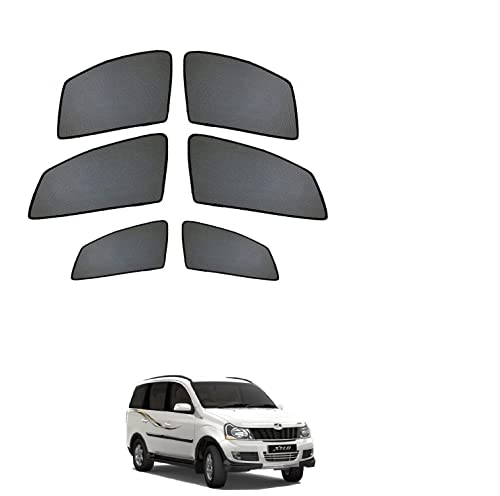 Image of Auto Addict Half Magentic Curtains Car Sunshades Side Window Set of 6 Pcs Black for Mahindra Xylo
