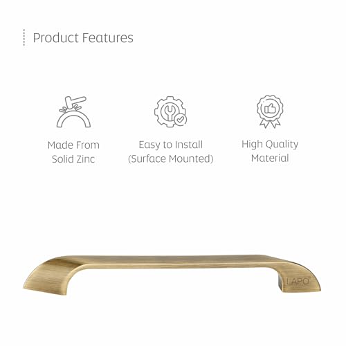 Image of LAPO 10 Inch Cabinet Handle for Kitchen, Suitable for Wardrobe Door, Cupboard Units, Almirah & Mandir Use, Easy Install &Strong Grip Build, 3 Years Warranty (224mm, Antique Finish, Pack of 3) - Twist