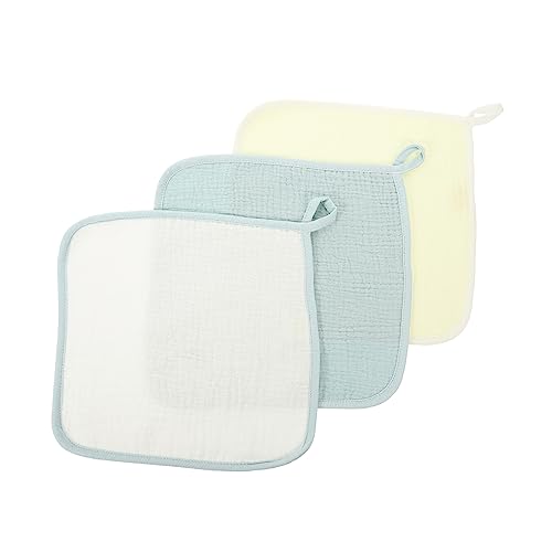 Yardwe 3Pcs Soft Cotton Towels Multi Layer Saliva Towels for Newborns Gentle Washcloths for Boy Girl Solid Color Design Easy to