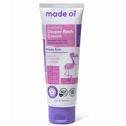 Image of Organic Diaper Rash Cream by MADE OF - NSF Organic - Fragrance Free - Organic Diaper Ointment for Sensitive Skin and Eczema Rash and Irritation - Made in USA - 3.4oz (Fragrance Free, 1-Pack)