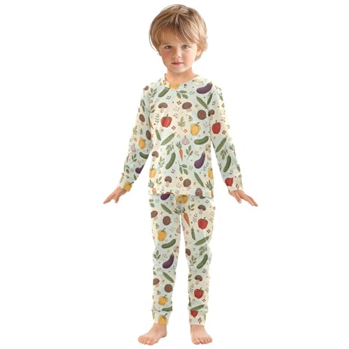 Pajama Sets Long Sleeve Vegetable Pattern Print Soft Comfy Sleepwear 2 Piece PJS 3-8T2