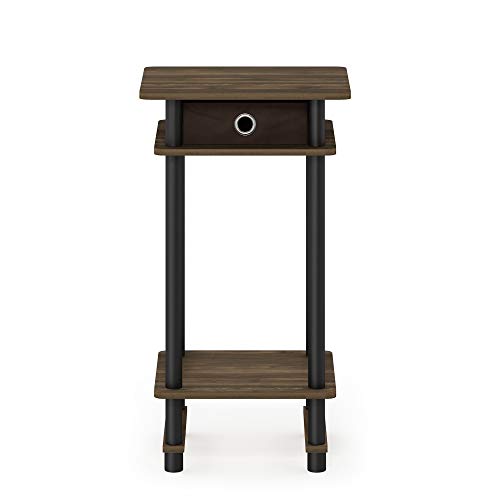 Image of Furinno Turn-N-Tube Tall End Table, Columbia Walnut /Black /Dark Brown
