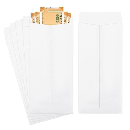 Image of GLUN White Plain Envelopes Pack of 50 Pieces for Cheques, Legal Documents & Invoices, Envelopes Size 4.5 x 10 Inch, 120 GSM Thick Paper Sheet