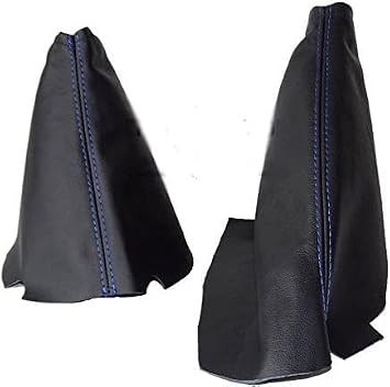 Ltd Compatible with Manual Shift Boot & E Brake Boot for Chevrolet Corvette C6 2005-2013 Black Genuine Leather Blue Stitching