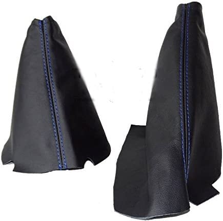 The Tuning-Shop Ltd Compatible with Manual Shift Boot & E Brake Boot for Chevrolet Corvette C6 2005-2013 Black Genuine Leather Blue Stitching