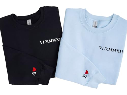 Personalized Roman Numeral Sweatshirt, Custom Matching Hoodies for Couples, Couple's Sweatshirt, Matching Shirts, Anniversary, Engagement, Valentine's Day Gifts for Men and Women2