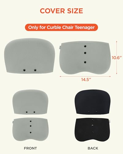 curble Wider Cover, Detachable Cover for Teenager Chair, Ergonomic Chair Back Support and Lumbar Support (Cover Grey)
