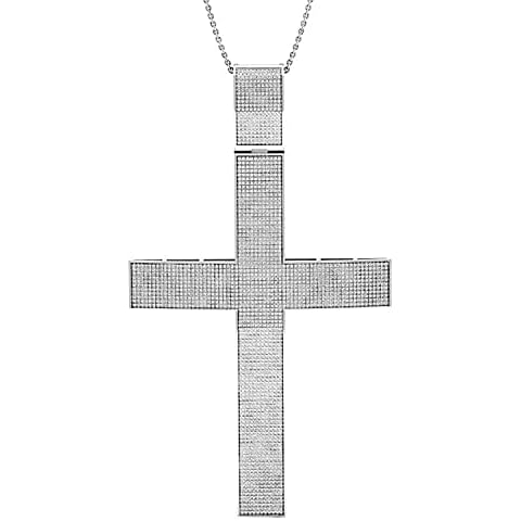 Colgante religioso de plata con diamantes blancos de 3.00 quilates Cover