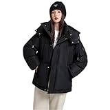 [BryQrvy] レディース ダウンジャケット コート 中綿ジャケット ショート丈 フード付き ゆったり 韓国風 アウター 防風 防寒 厚手 暖かい カジュアル 通勤 通学 可愛い 秋 冬 冬服 冬物 (ブラック, L)