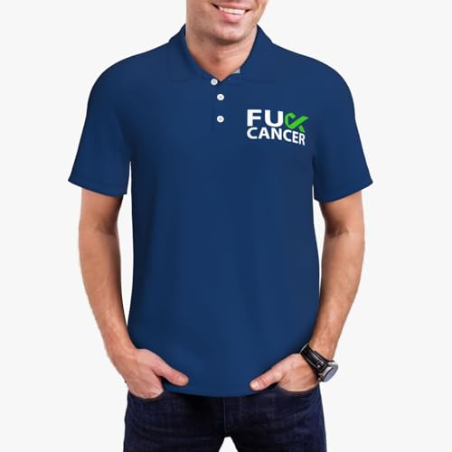 Fuck Lymphoma Cancer Lime Green Ribbon Polo Shirts for Men, Mens Golf Shirt Quick-Dry Short Sleeve Casual3