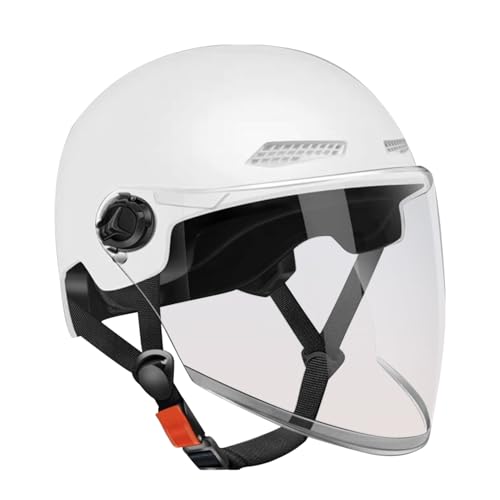 Casco para Adultos con Gafas Protectoras, Cascos De Moto para Hombre Y Mujer, Casco De Scooter con Alta Protección Y Absorción De Impactos, Talla Ajustable, Antideslumbrante, Visera Solar Extraíble