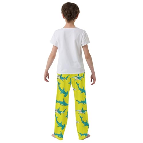 Blue Hammerhead Sharks Yellow Boys Pants for Kids Jogger Pants with Pockets S-XL3