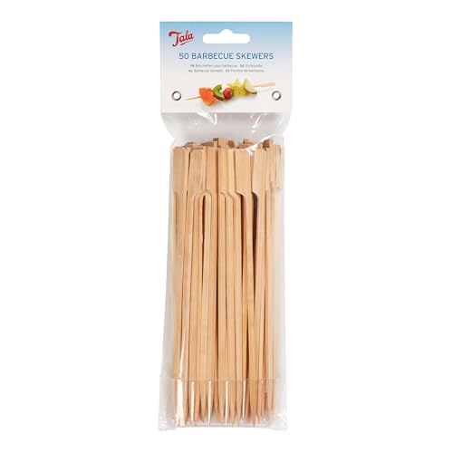 Tala Bamboo Skewers, 18cm Long, Pack of 50, Eco-Friendly Disposable Skewers for BBQ, Grilling, and Party Food, Flat End to Prevent Rolling, Made from Natural Bamboo