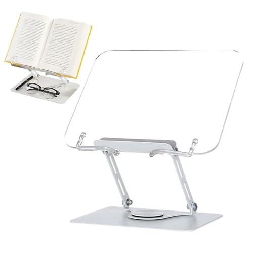 Soporte de libro de lectura | Portarecetas ajustable 360° - Atril para libros de texto escolares | Para el hogar, oficina, escuela dormtoria Universidad Biblioteca Sala de estudio
