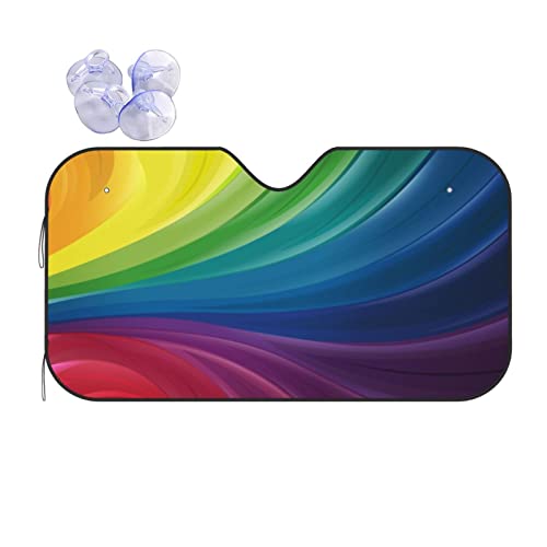 Parasol para el viento del coche, colorido arco iris, parasol plegable para la mayoría de los coches