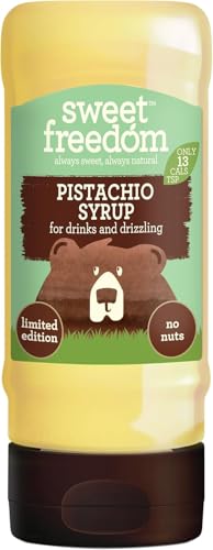 Sweet Freedom Pistachio Syrup 350 g Vegan Drizzle for Coffee and Pancakes Naturally Sweetened with Fruits Only 13 Kcal Per Teaspoon (Pack of 1)