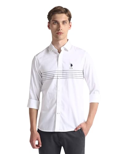 Image of U.S. Polo ASSN. Striped Regular Fit Cotton Shirts for Men - Full Sleeve Mens Casual Shirts