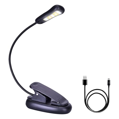 carotoe 5 luces LED de lectura recargables, luz LED para libros, protección ocular, lámpara de escritorio ajustable, pequeña lámpara de escritorio, iluminación duradera