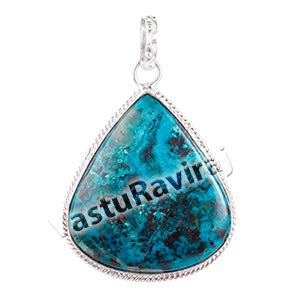 VasturavirajBlue Chrysocolla Crystal Unisex Pendant