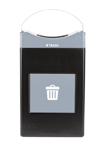 Avante™ Series Made in The USA, Black Trash Container, 30-Gallon Shallow, Gray Trash Panel, Gray Lid, Black Canopy, Liner Included