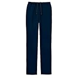 [アンファミエ] スクラブパンツ パウダーストレッチ 総ゴム 透け防止 吸水速乾 防臭 男女兼用 医療 ナース W68/L68 S 股下68 ネイビー