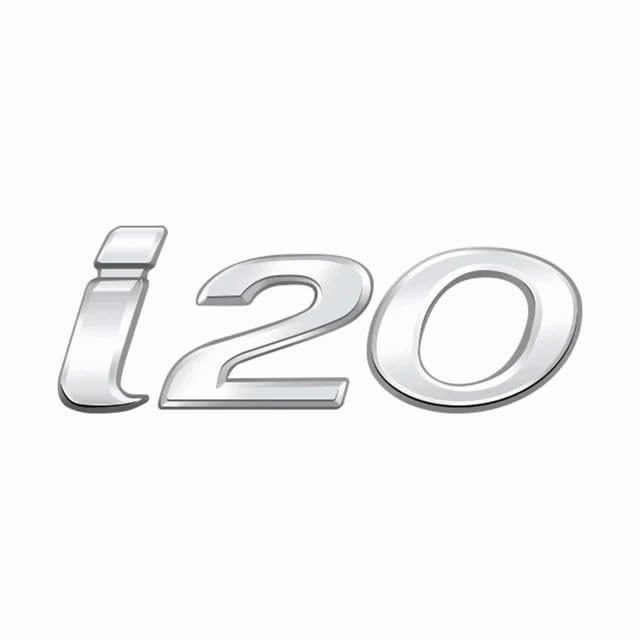 Emblema Adhesivo i20, Emblema i20, Insignia i20, Insignia Adhesiva i20, Apto para Maletero, Compatible con Hyundai, Aleación de Zinc, 105 mm x 40 mm, Plateado Brillante
