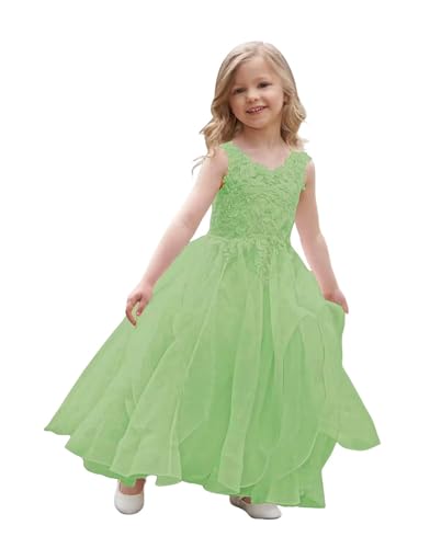 Flower Girl Dress for Wedding Lace Appliques Princess Pageant Dress Tulle First Communion Dress for Girls Ball Gowns