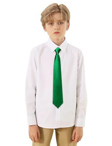 Image of Barry.Wang Boys Ties Pre-Tied Satin Solid Color Kids Tie Pocket Square Set Adjustable Formal Necktie Graduation School