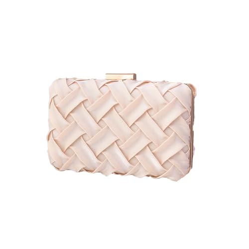 CORIOS Women Clutch Bag Evening Bag Bridal Wedding Purse Ladies Shoulder Bag With Detachable Chain Retro Handbag Elegant Crossbody Bag for Prom Party Cocktail Banquet Apricot