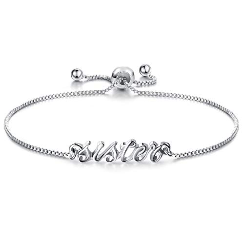 Pulsera de Hermanas Madre de Encantos para Niñas Pulsera de Cubo Ajustable Hermana Mamá para Graduación Cumpleaños Navidad (Sister)