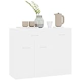 festnight credenza cucina, credenza soggiorno moderno, mobiletto multiuso, in truciolato bianco lucido 88x30x70 cm