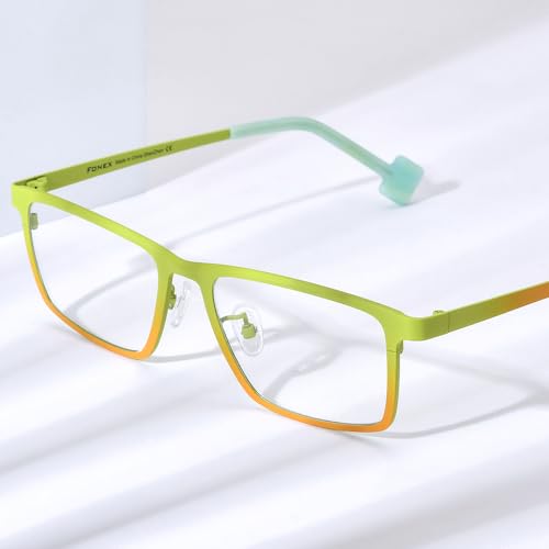Image of FONEX Colorful Pure Titanium Glasses Frame Women Retro Round Eyeglasses