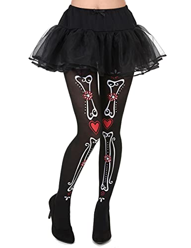 DEGUISE TOI - Collants Squelette Dia de Los Muertos Femme - [Collants/Bas/Jarretières/Chaussettes/Leggin