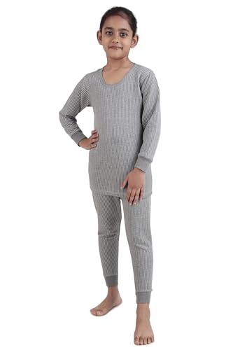 Image of HAP Girls Thermal Full Sleeves Set :Top & Pajama Set | Dark Grey | Winter Inners (Pack of 2 Set)