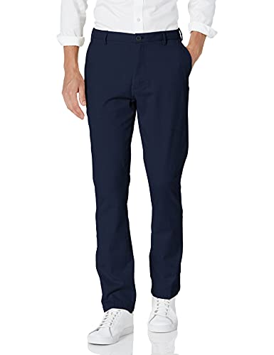 IZOD Men's Saltwater Stretch Flat Front Straight Fit Chino, Cadet Navy, 31W x 30L
